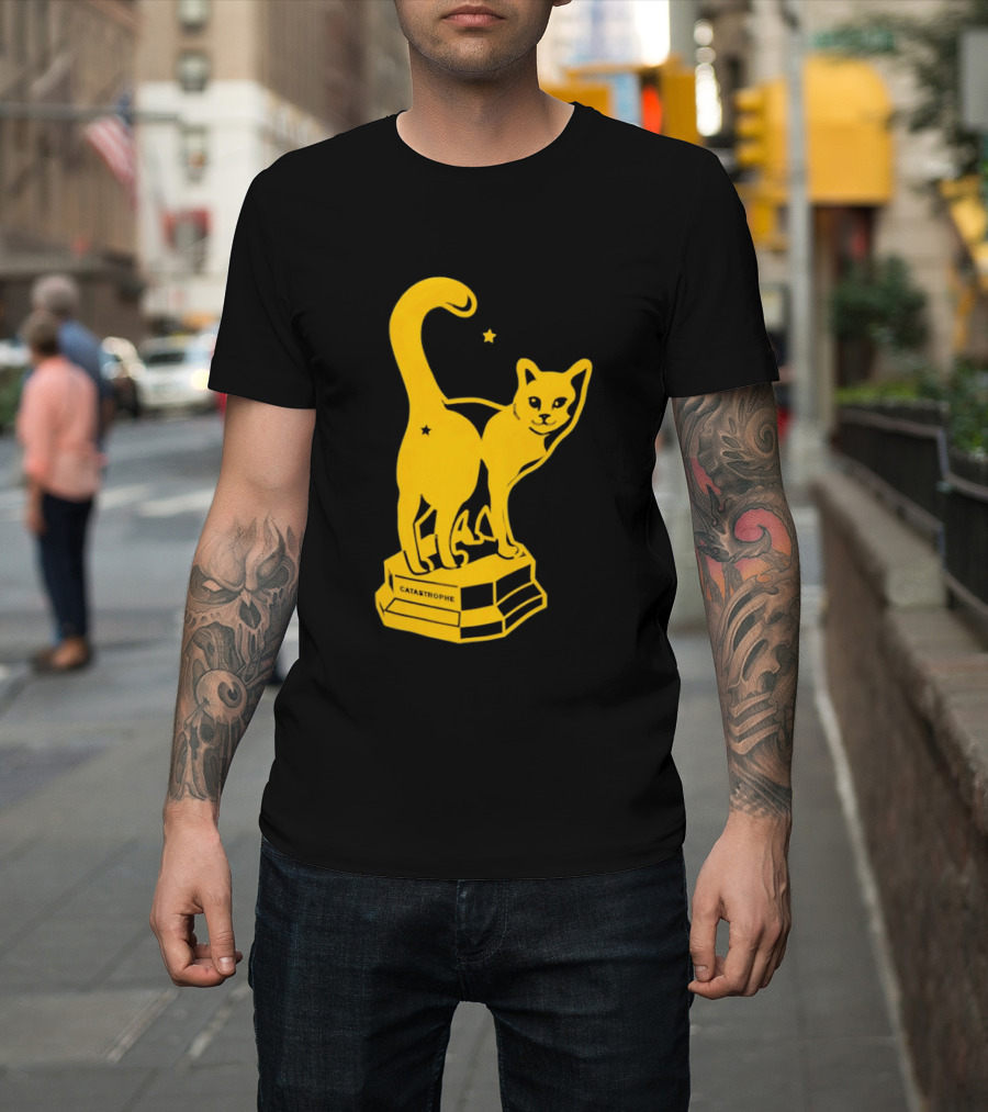 Catastrophe Cat Trophy Black Yellow Star Award T-Shirt