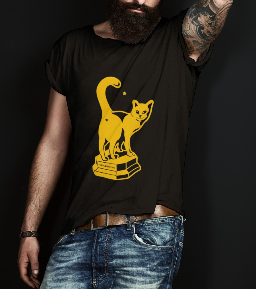 Catastrophe Cat Trophy Black Yellow Star Award T-Shirt