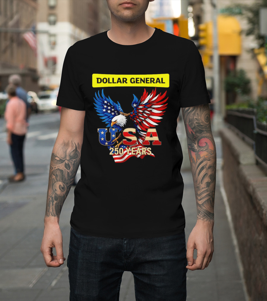 Dollar General Eagle USA 250 Years Of America Flag T-Shirt