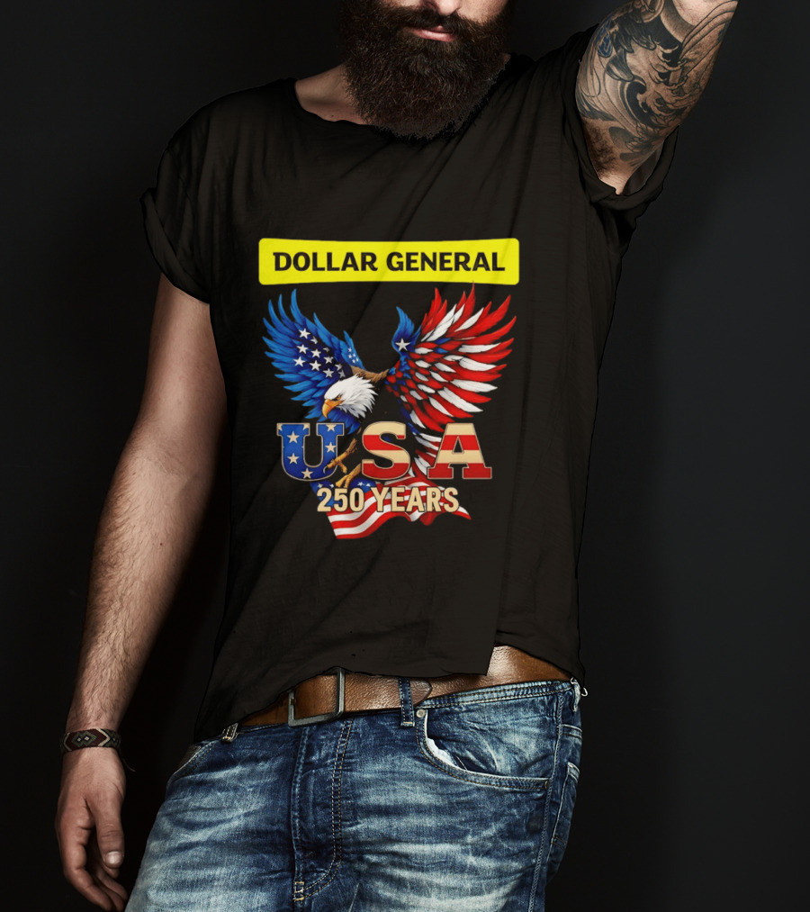 Dollar General Eagle USA 250 Years Of America Flag T-Shirt
