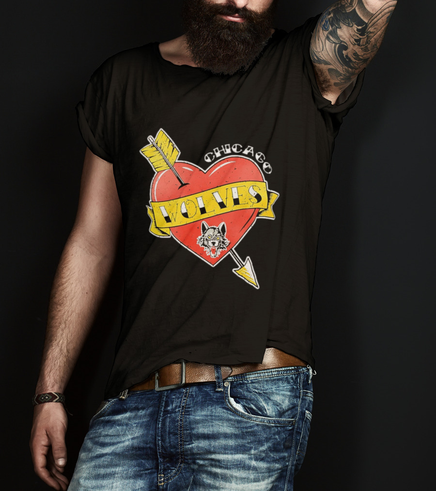 Chicago Wolves Heart Arrow Banner T-Shirt