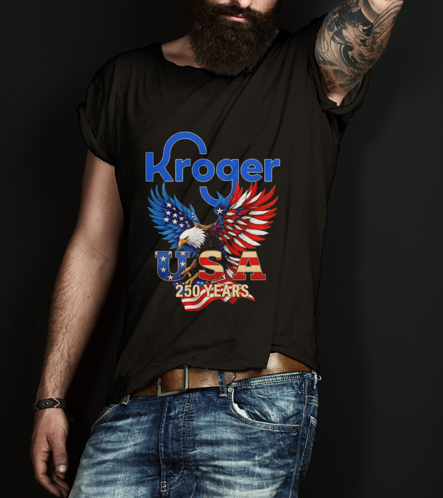 Kroger Eagle USA 250 Years American Flag T-Shirt
