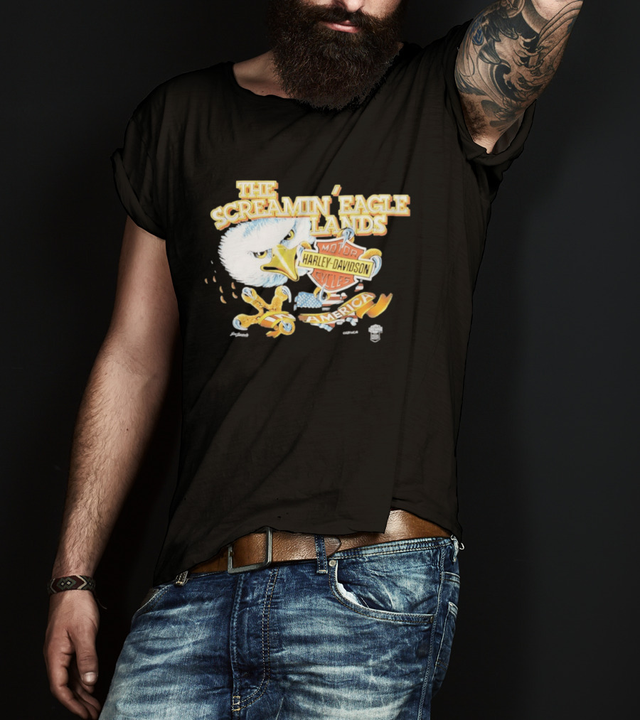 The Screamin' Eagle Lands Harley Davidson Motor Cycles America T-Shirt