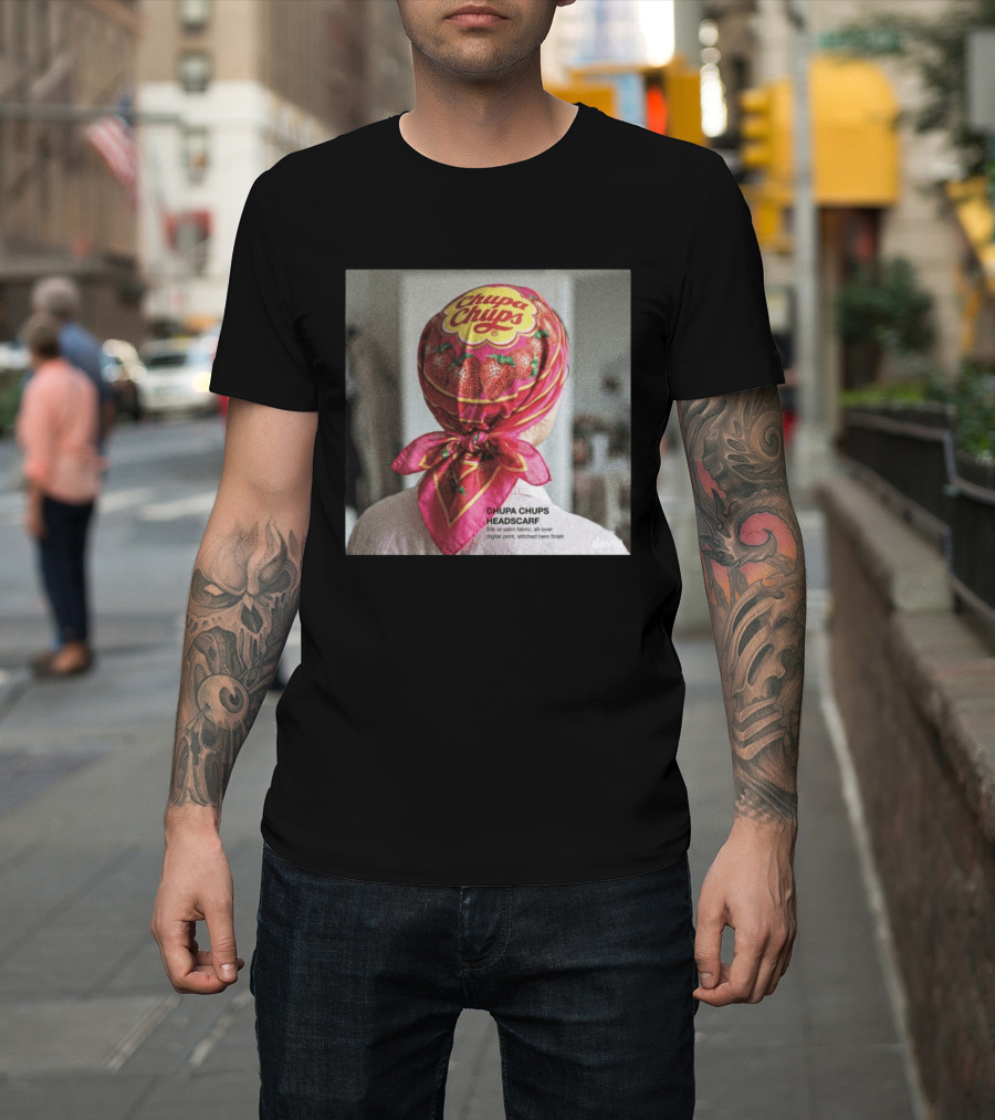 Chupa Chups Headscarf Strawberries Silk Satin Digital Print T-Shirt