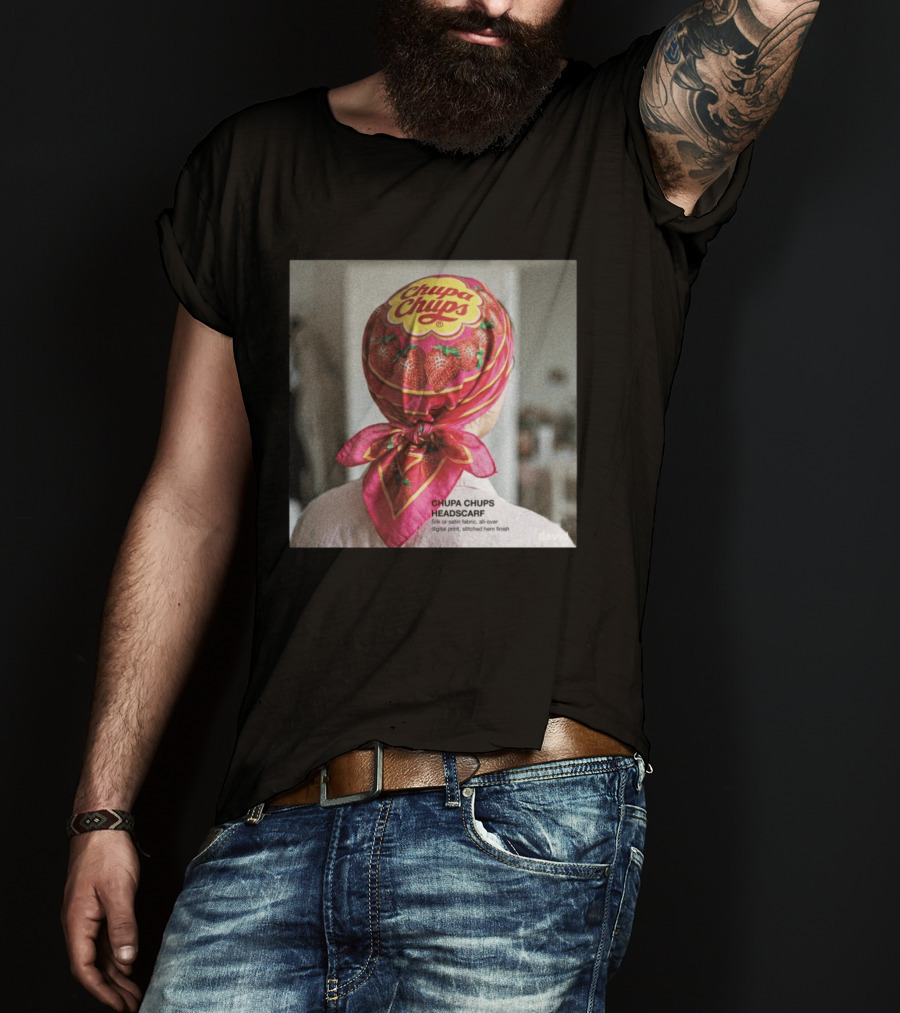 Chupa Chups Headscarf Strawberries Silk Satin Digital Print T-Shirt