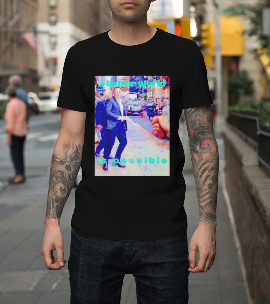 Elon Musk A Better World Is Possible Urban Street Scene T-Shirt