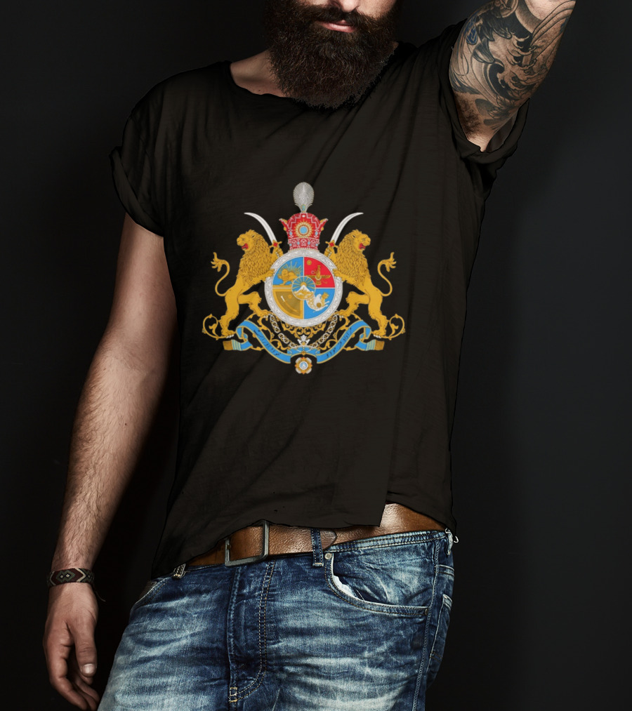 Imperial Lion And Crown Emblem Of Iran Dual Sword Legacy T-Shirt