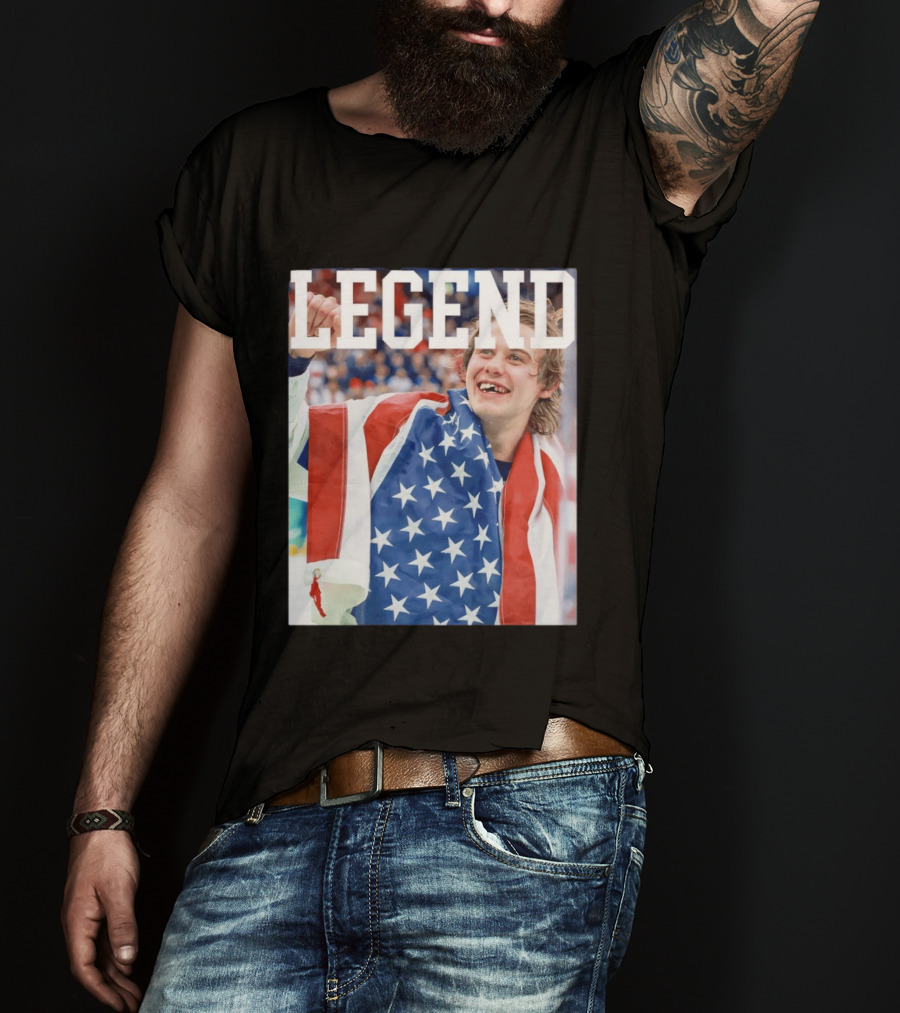 Men's Hockey USA Jack Hughes Legend American Flag Victory Celebration T-Shirt