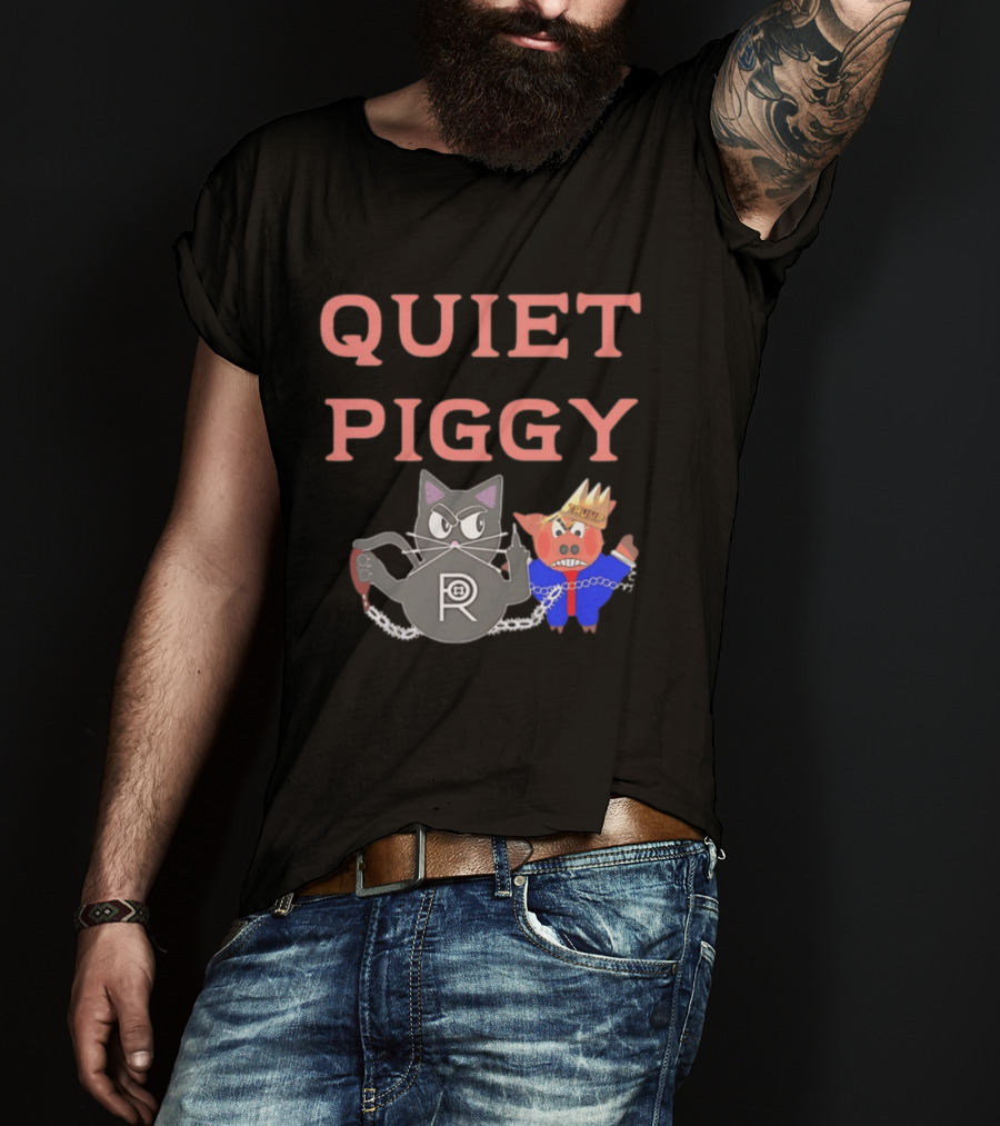 Quiet Piggy Cat Icon With Crowned Pig T-Shirt