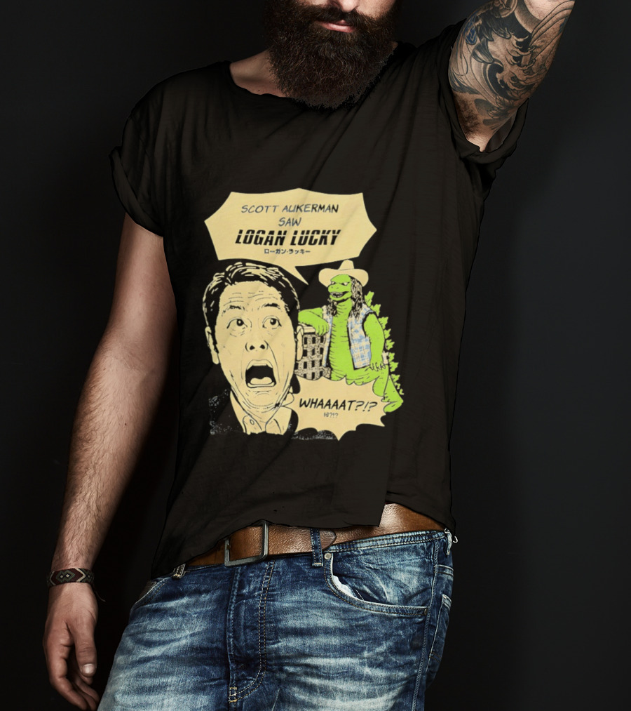 Scott Aukerman Saw Logan Lucky Japanese Text Surprised Face Monster WHAAAT?!? T-Shirt