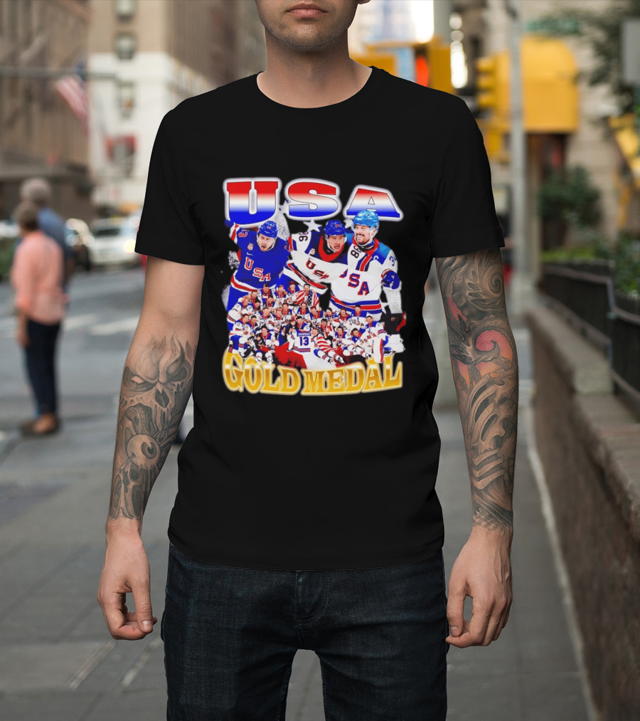 USA Gold Medal Team Vintage Bootleg Throwback T-Shirt