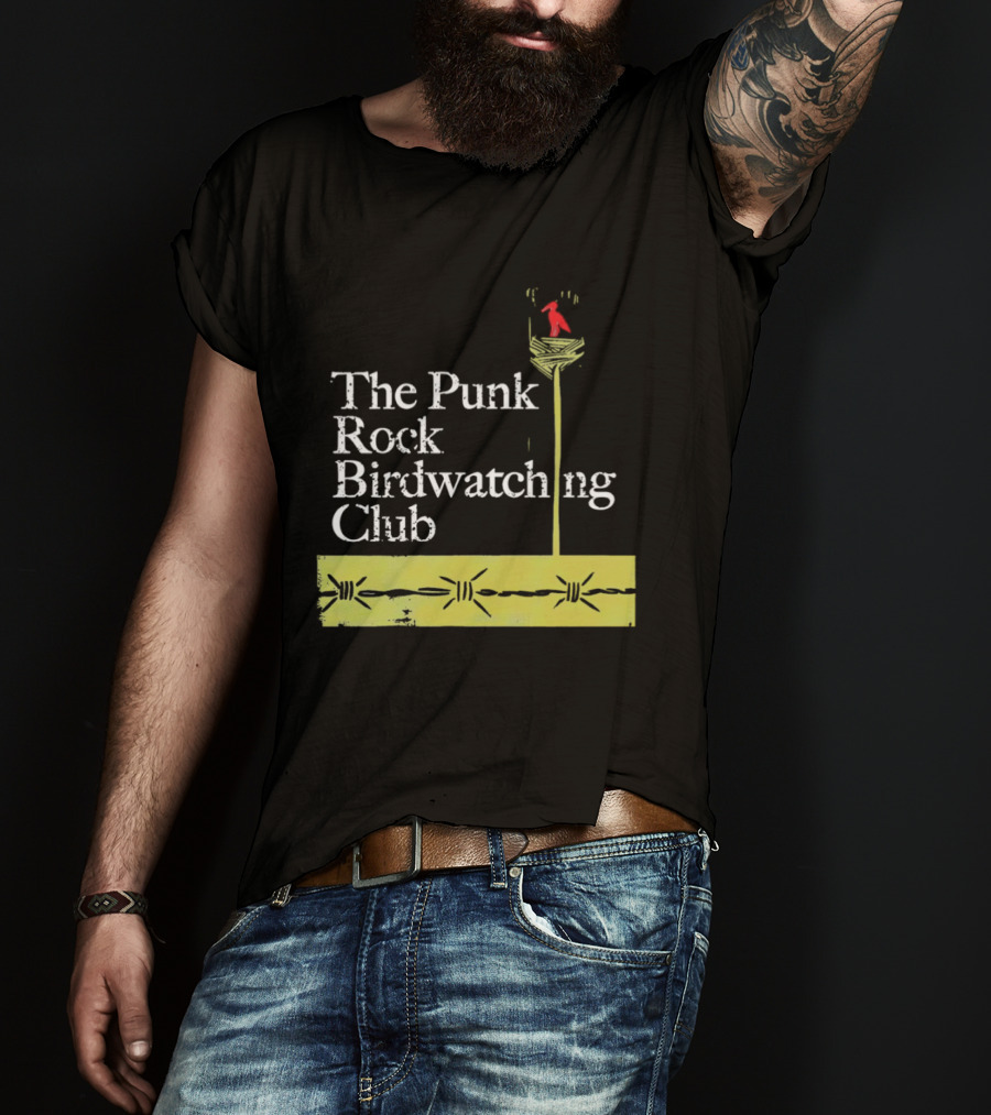 The Punk Rock Bird Ing Club Red Bird Perched On Column T-Shirt