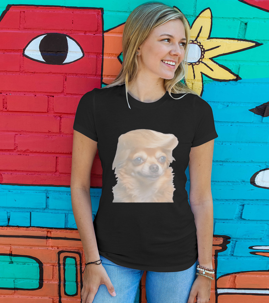 Trump Dog Meme Chihuahua With Hair Wig T-Shirt