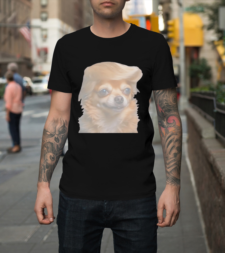 Trump Dog Meme Chihuahua With Hair Wig T-Shirt