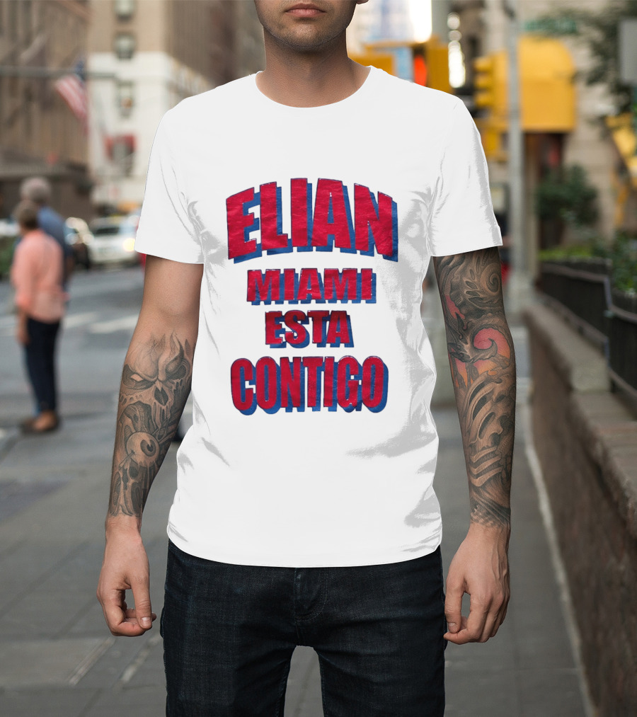 Elian Miami Esta Contigo Red Blue T-Shirt