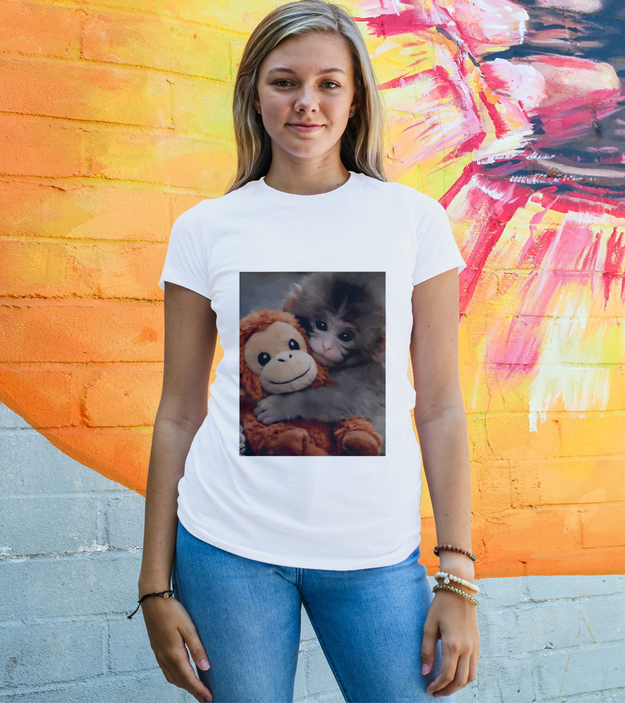 I Love Punch Monkey Hugging Stuffed Monkey T-Shirt