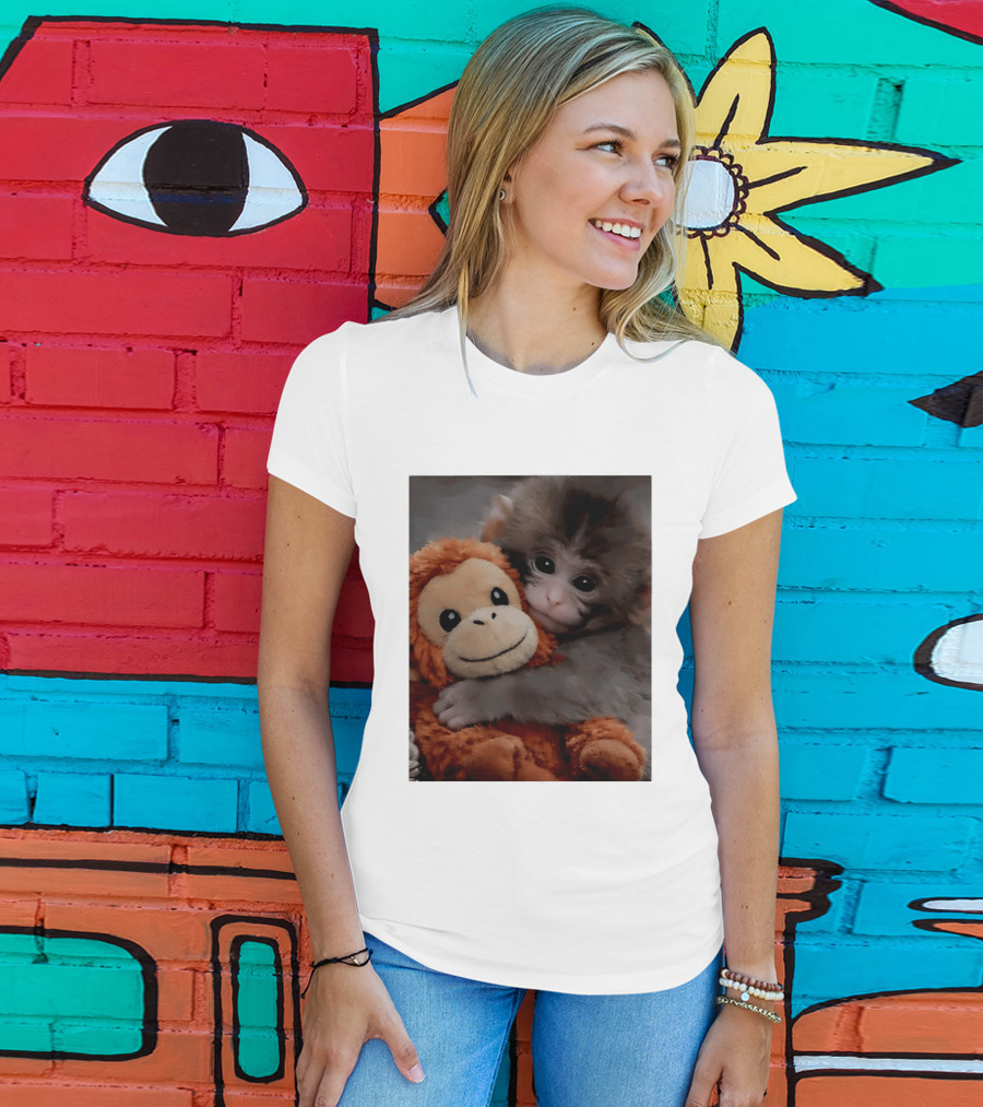 I Love Punch Monkey Hugging Stuffed Monkey T-Shirt