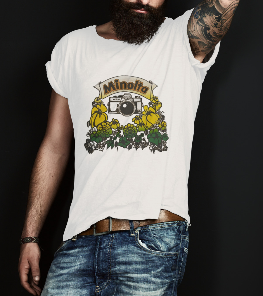 Minolta SRT 70s Vintage Floral Camera Promo T-Shirt