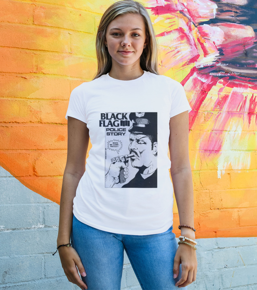 Black Flag Police Story Make Me Come OKC's Finest Raymond Pettibon Two Eagles Keepsake T-Shirt