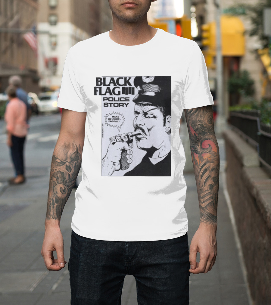 Black Flag Police Story Make Me Come OKC's Finest Raymond Pettibon Two Eagles Keepsake T-Shirt