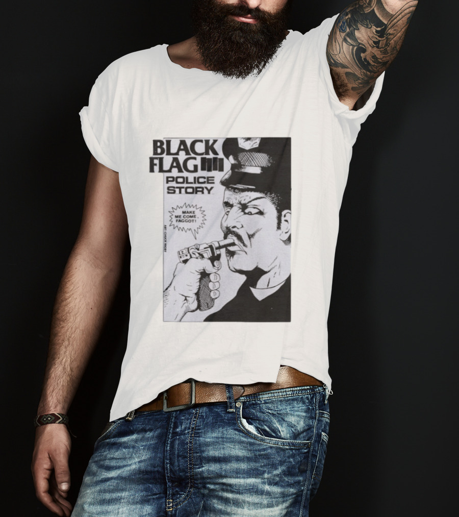 Black Flag Police Story Make Me Come OKC's Finest Raymond Pettibon Two Eagles Keepsake T-Shirt