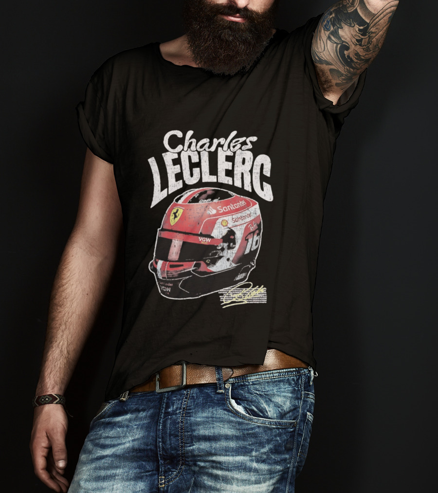 Charles Leclerc Ferrari Helmet VGW Santander 16 F1 Racing T-Shirt