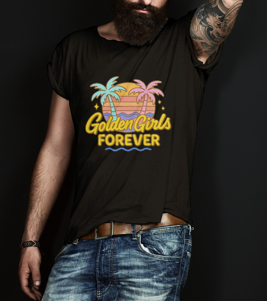 Golden Girls Forever Sunset Palm Trees Retro Aesthetic T-Shirt