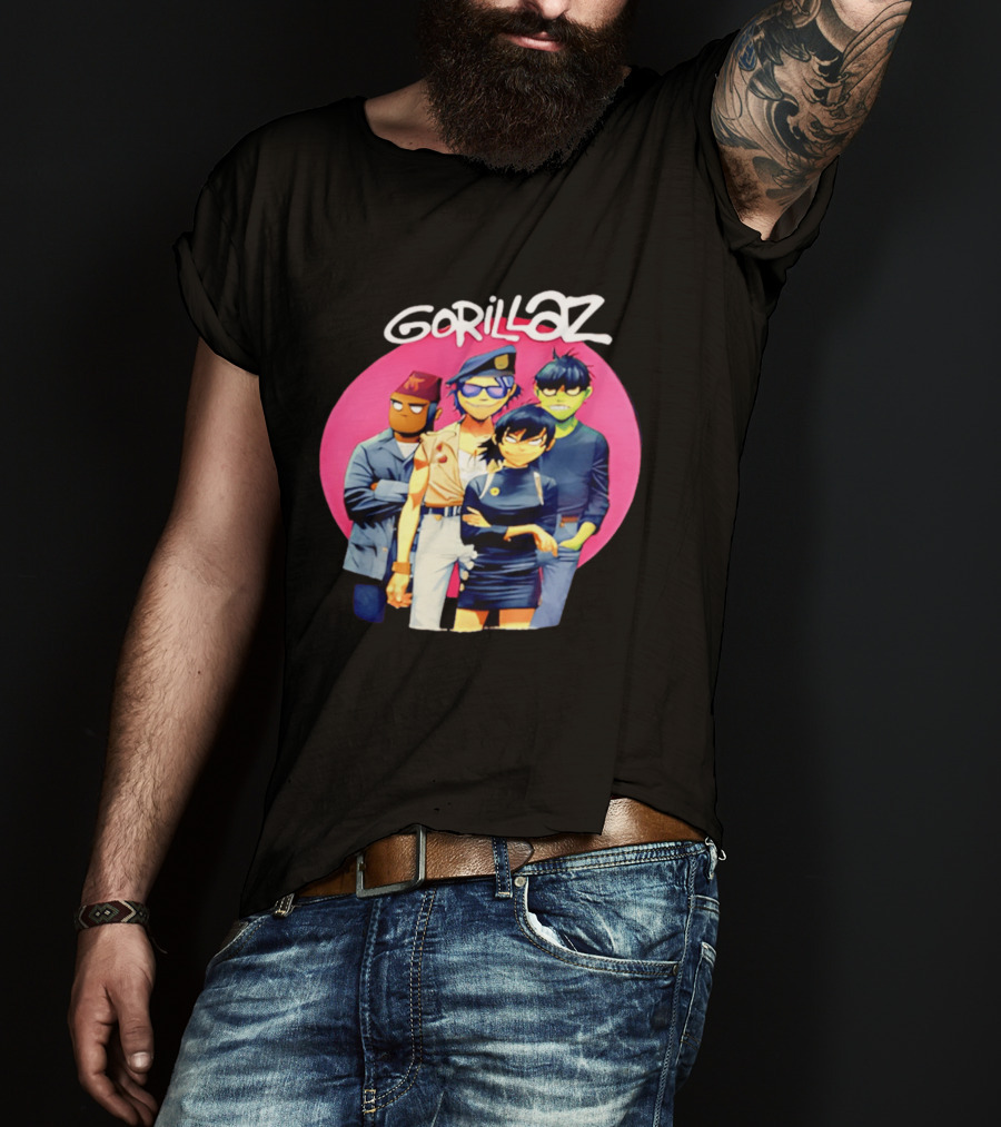 Gorillaz Cartoon Band Characters Group T-Shirt