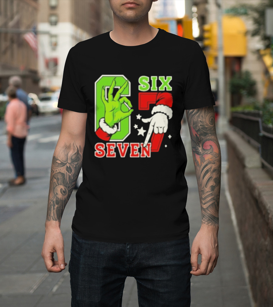 Grinch Santa 67 Six Seven Christmas TikTok Trending T-Shirt