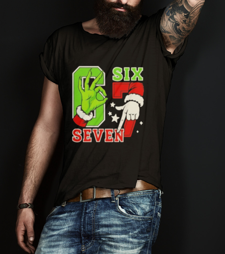 Grinch Santa 67 Six Seven Christmas TikTok Trending T-Shirt
