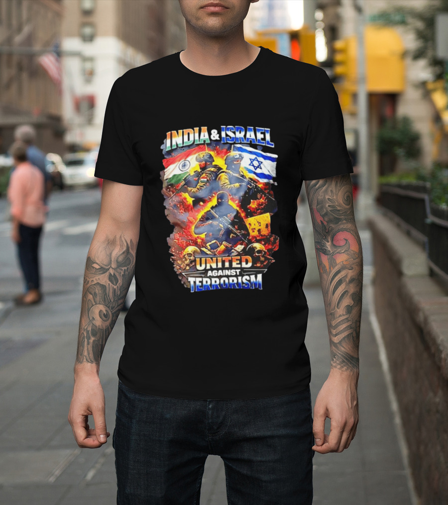 India And Israel Flags United Against Terrorism T-Shirt