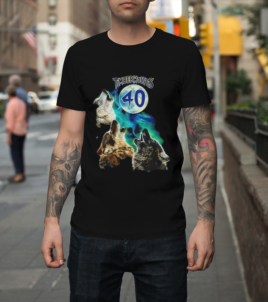 Minnesota Timberwolves 40 Wolves Howling At Blue Moon T-Shirt