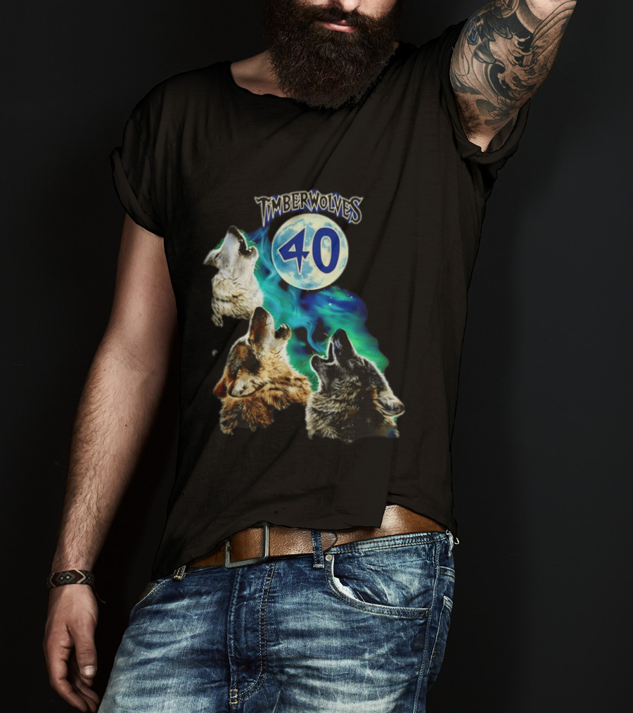 Minnesota Timberwolves 40 Wolves Howling At Blue Moon T-Shirt
