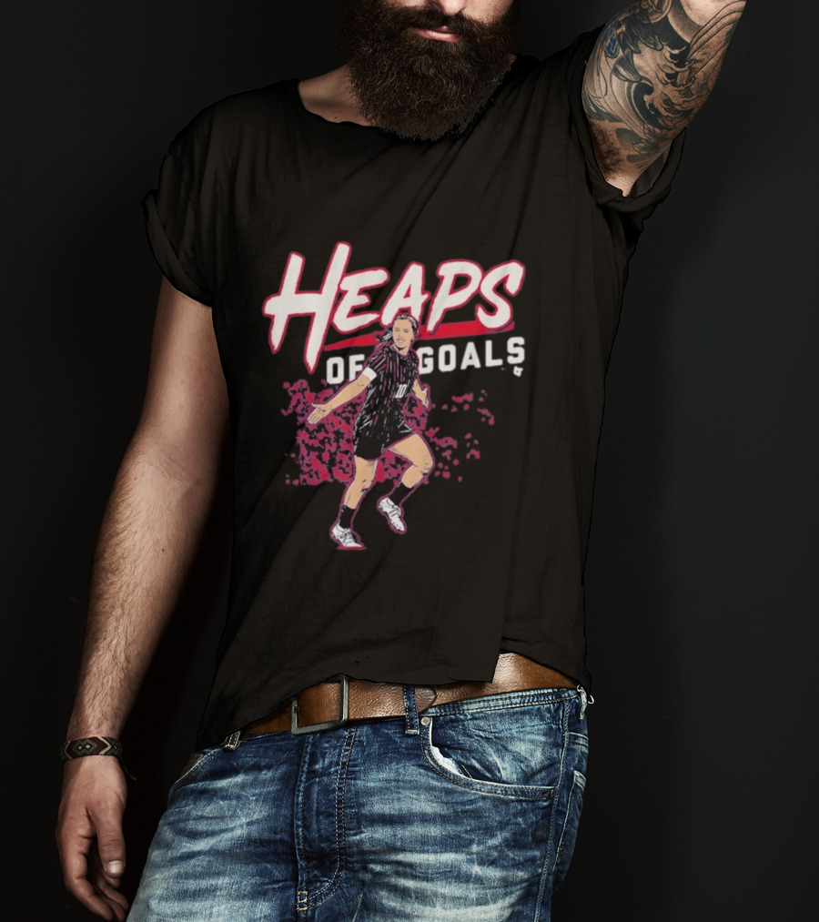 Heaps Of Goals Soccer Player Celebration In Black And Red Jersey T-Shirt