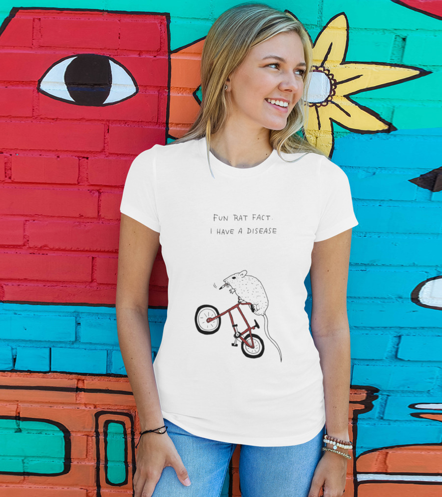 Fun Rat Fact I Have A Disease Rat On Bicycle T-Shirt