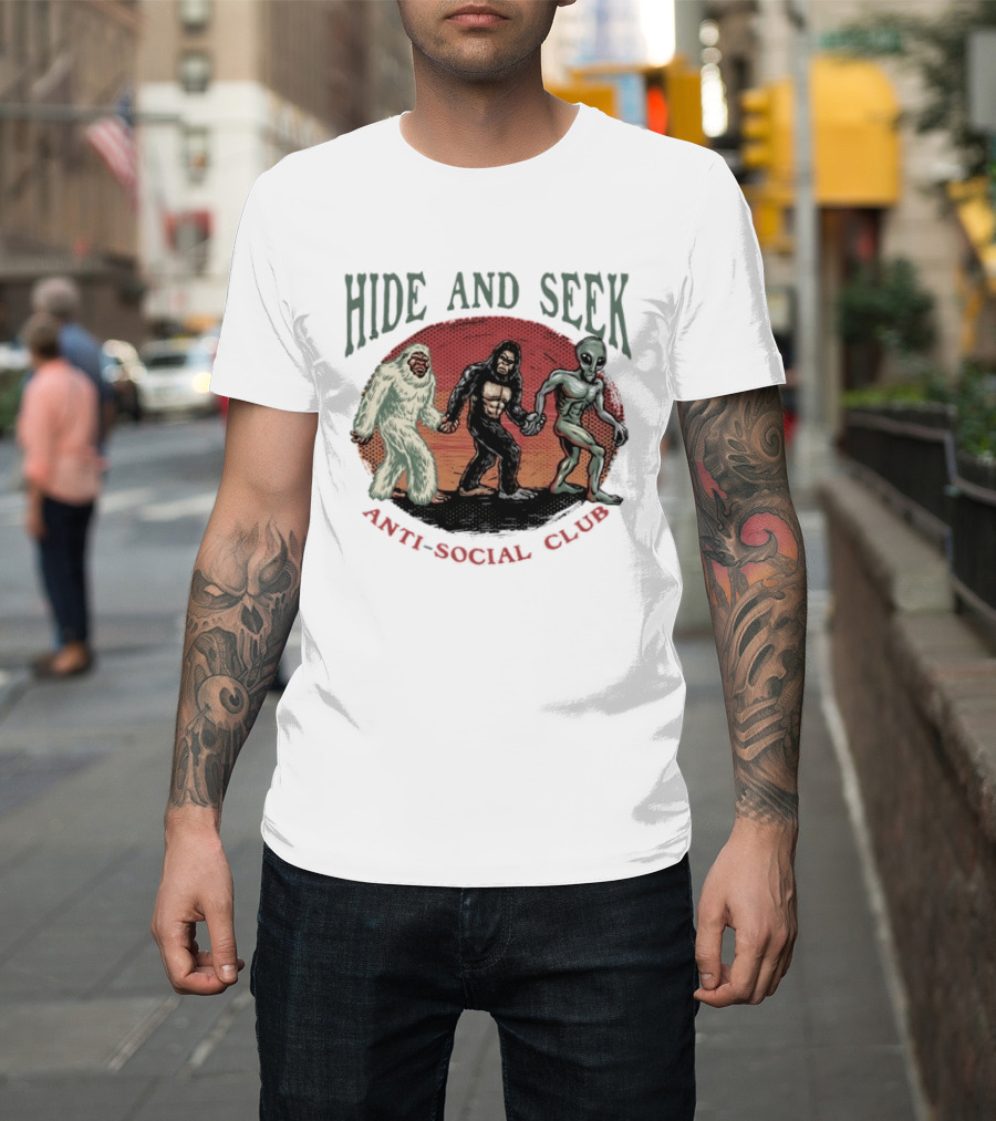 Hide And Seek Anti Social Club Yeti Bigfoot Alien Collaboration T-Shirt