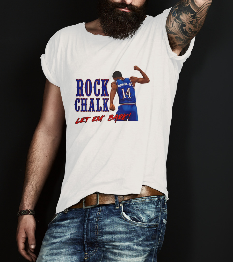 Rock Chalk Melvin Council Jr 14 Let Em' Bark T-Shirt