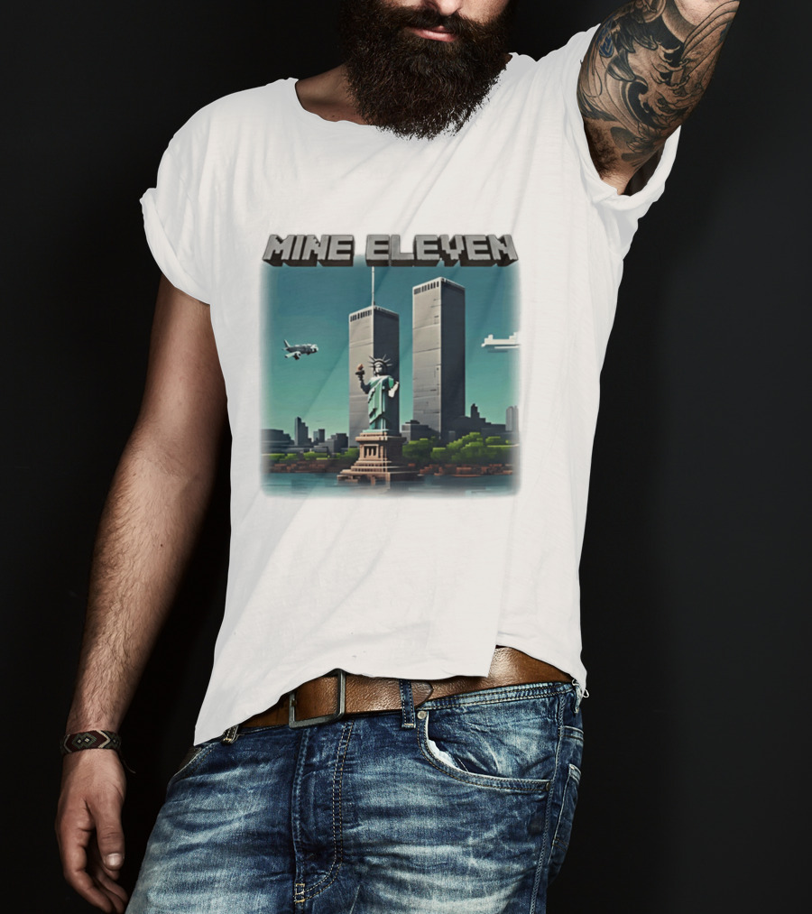 Mine Eleven Liberty Towers Tribute With Statue Of Liberty And Plane T-Shirt