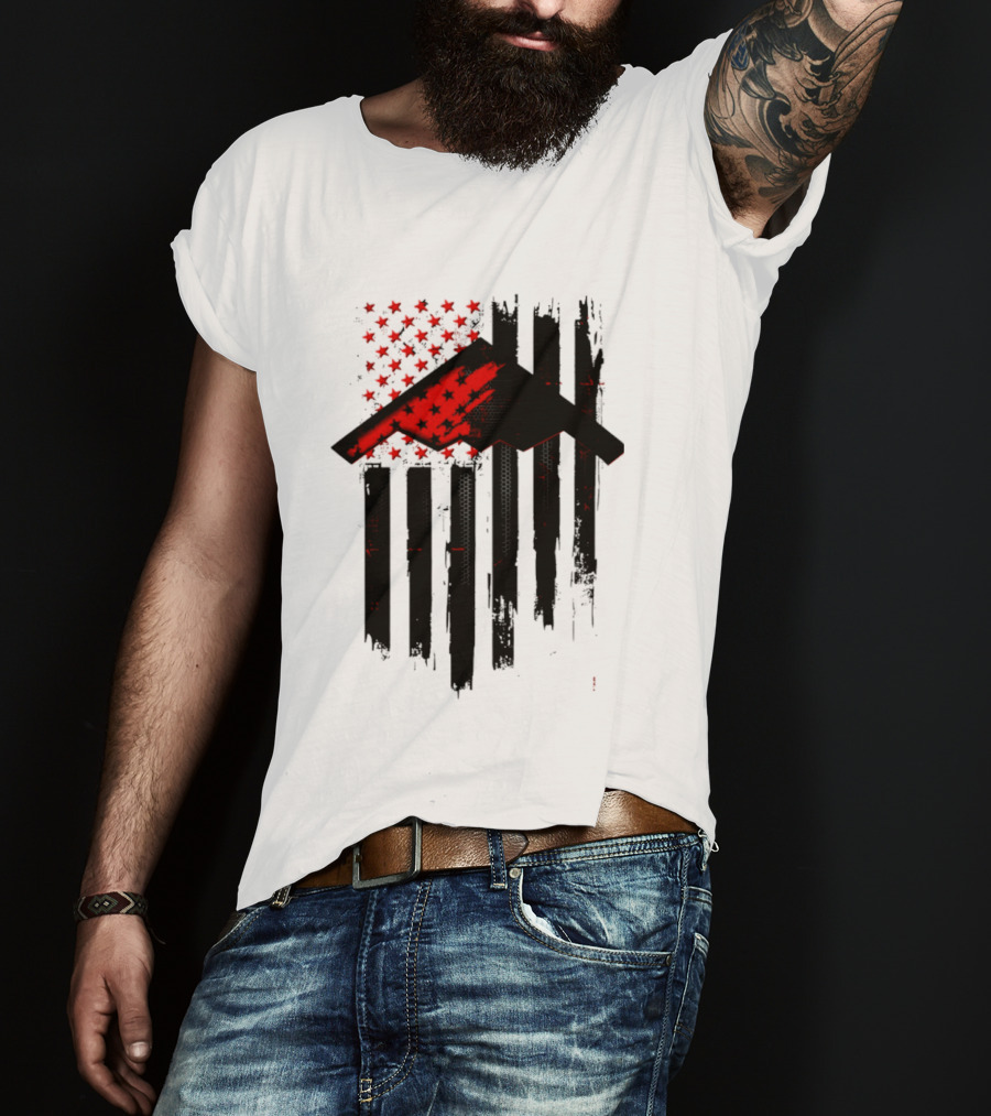 Sprit Carbon Onyx USA Flag Black Red Stars And Stripes T-Shirt