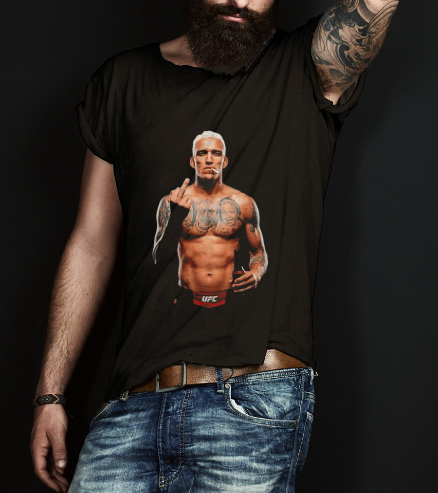 Charles Oliveira UFC Middle Finger Tattoo Smoking 2026 T-Shirt