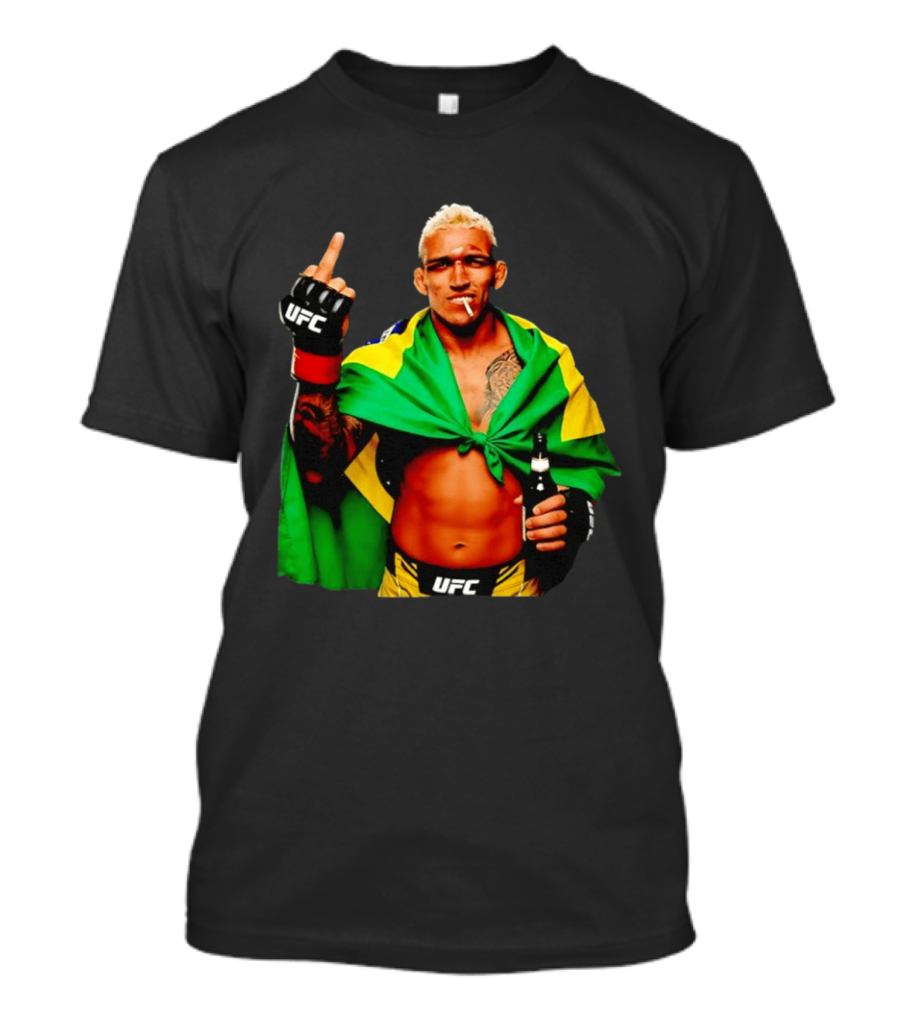 Charles Oliveira UFC Middle Finger Brazilian Flag Fighter T-Shirt