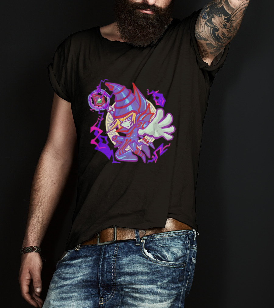 Dark Magician Yu Gi Oh Chibi Style Illustration Mystic Energy Sphere T-Shirt