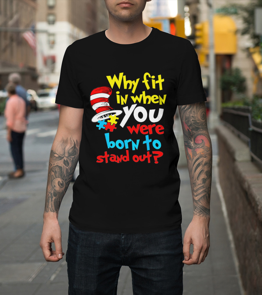 Dr Seuss Why Fit In When You Were Born To Stand Out Puzzle Hat T-Shirt