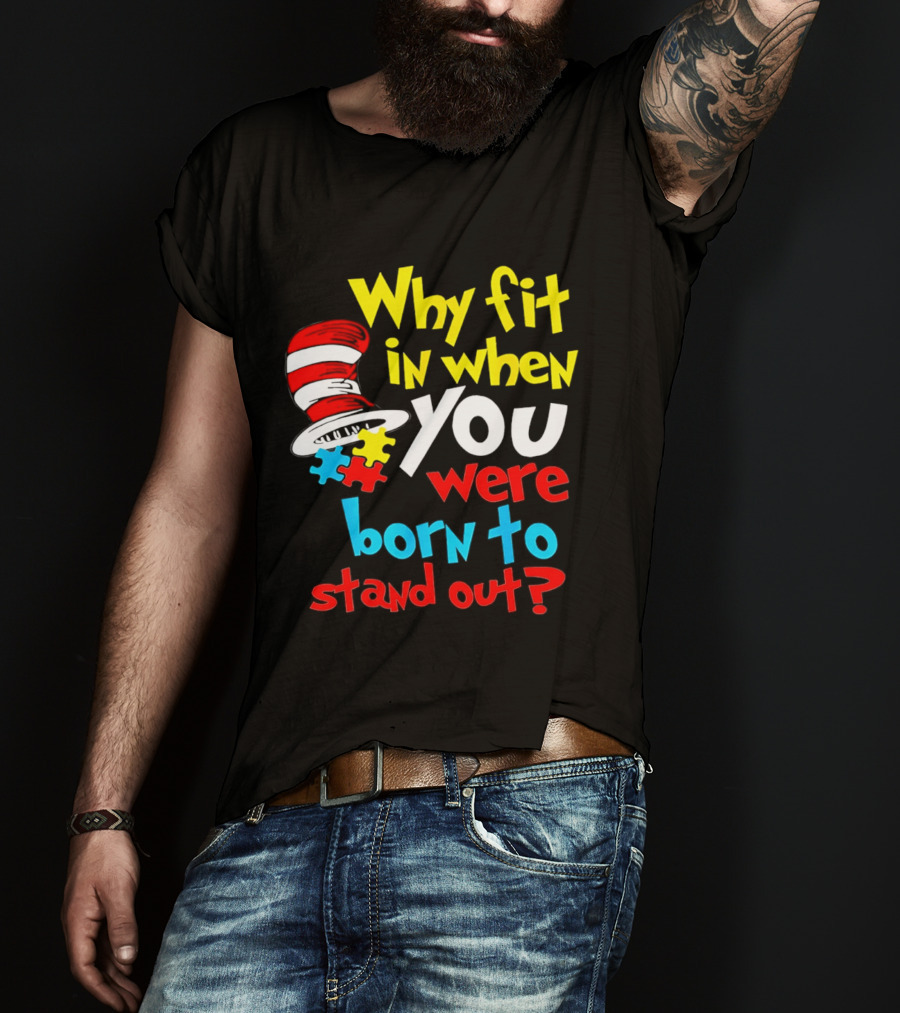Dr Seuss Why Fit In When You Were Born To Stand Out Puzzle Hat T-Shirt