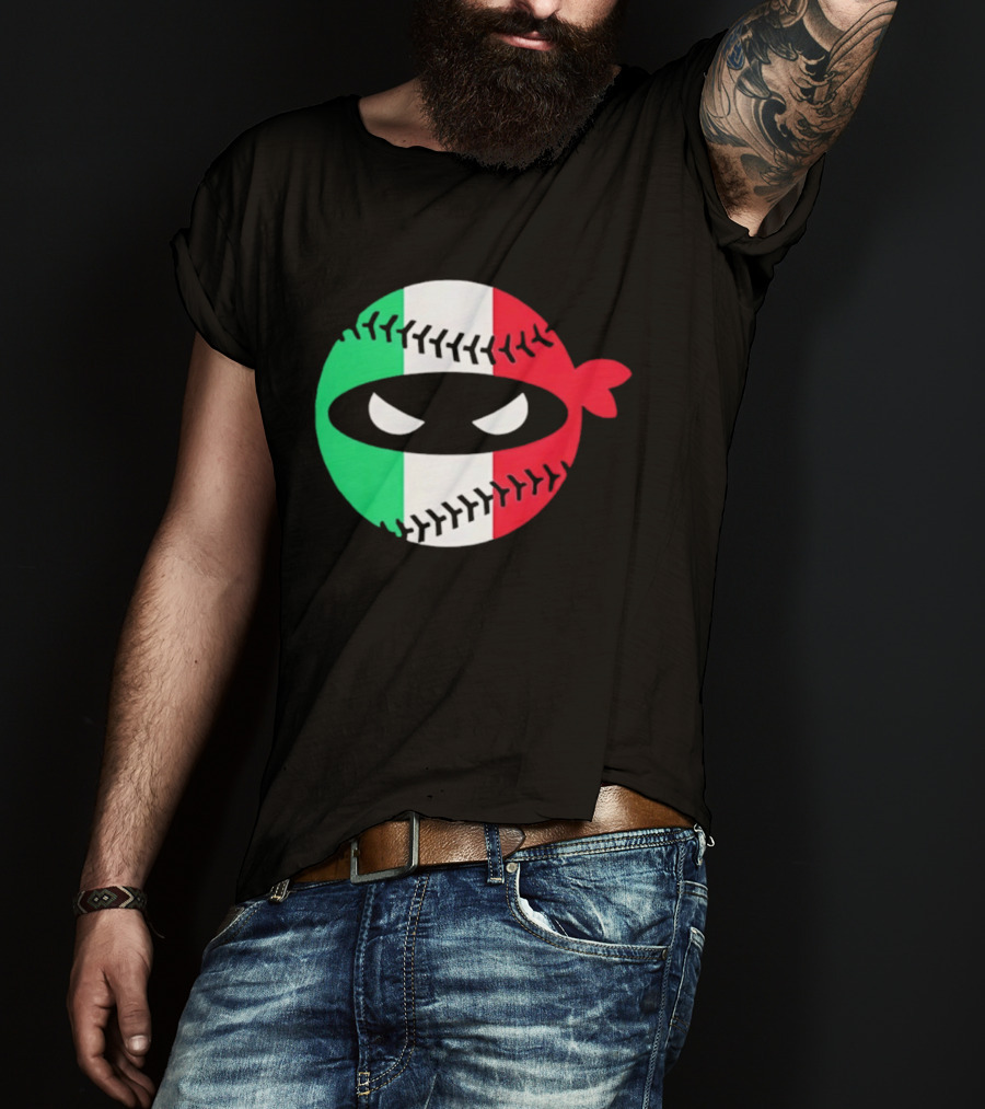 Pitching Ninja Italy Baseball Italian Flag Sports Fan Элита T-Shirt