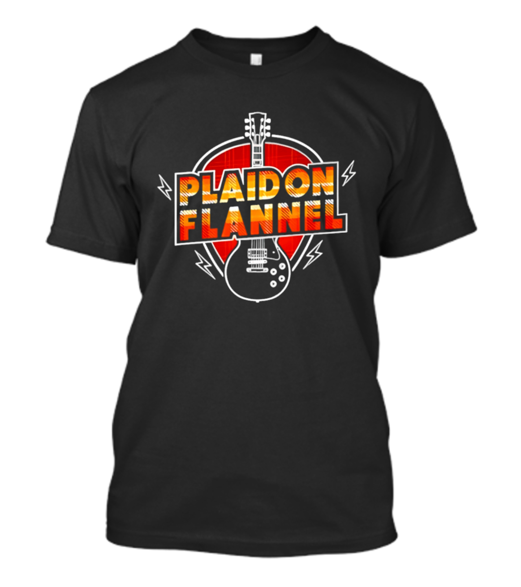 Plaid On Flannel Guitar And Lightning T-Shirt