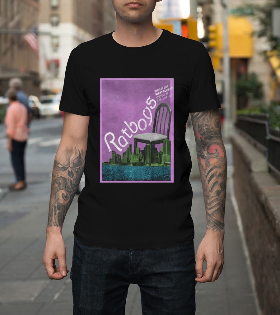 Ratboys March 4 2026 Night Club 101 New York NY Concert Event Chair Cityscape T-Shirt