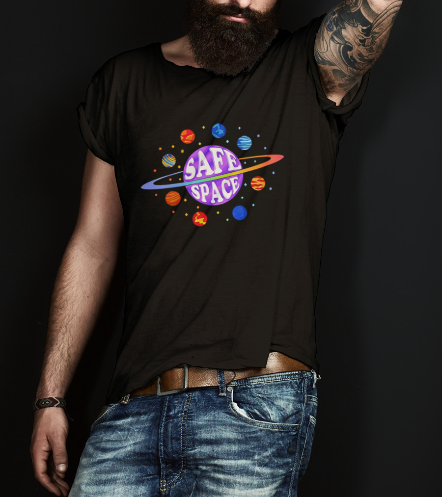 Safe Space Galaxy Colorful Planets Cosmic T-Shirt