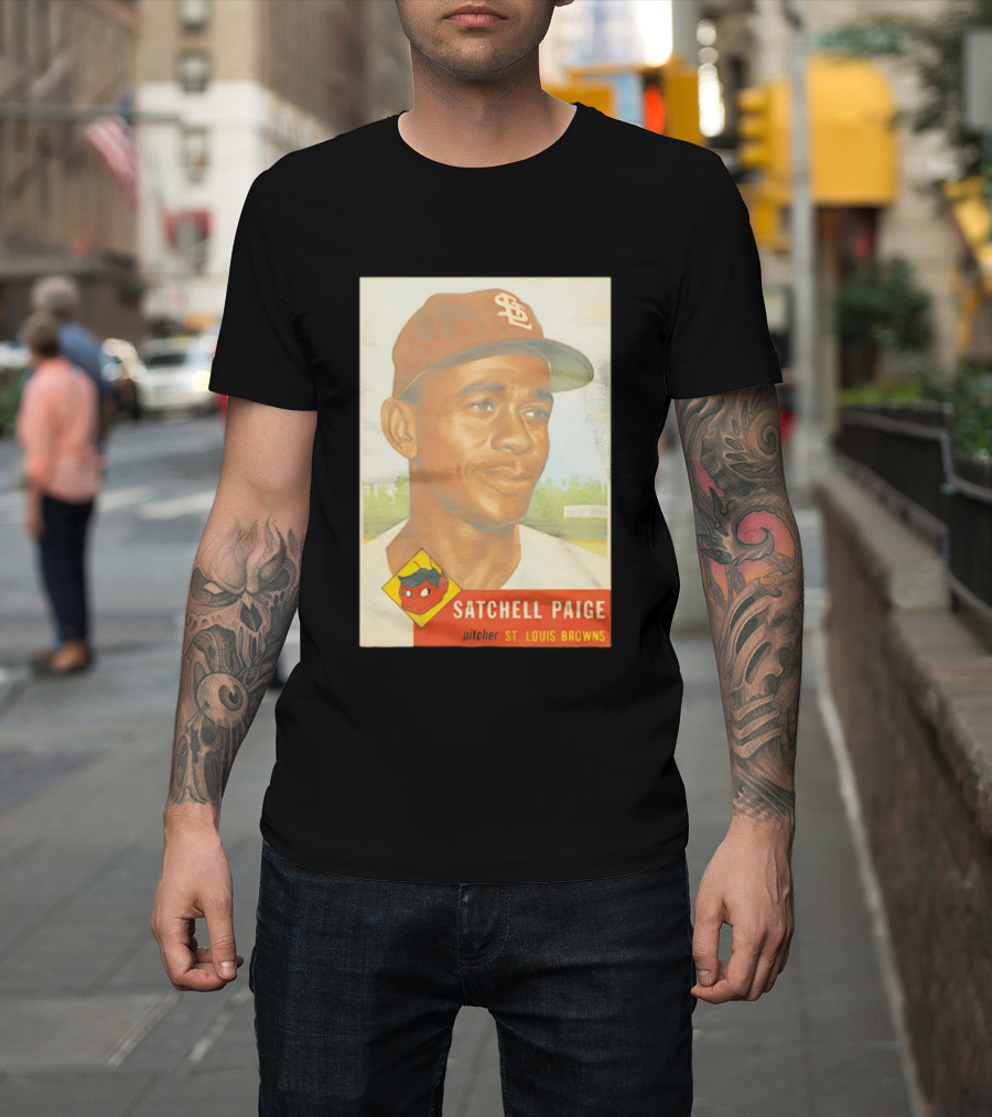 Satchell Paige 1953 Topps St. Louis Browns Pitcher Baseball Card T-Shirt