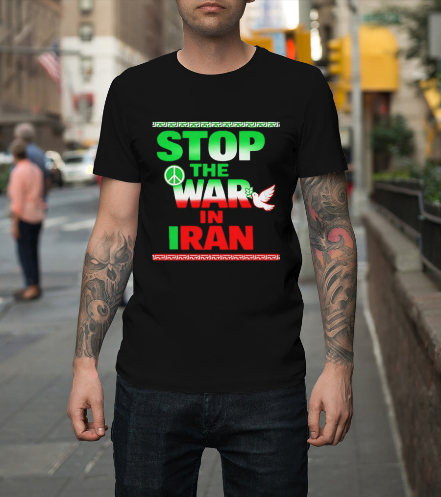 Stop The War In Iran Peace Symbol Dove T-Shirt